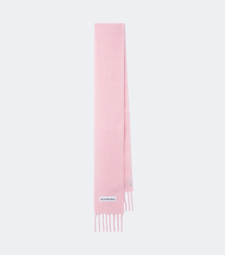 Acne Studios Fringed Alpaca, Wool, And Mohair-blend Scarf In Pink