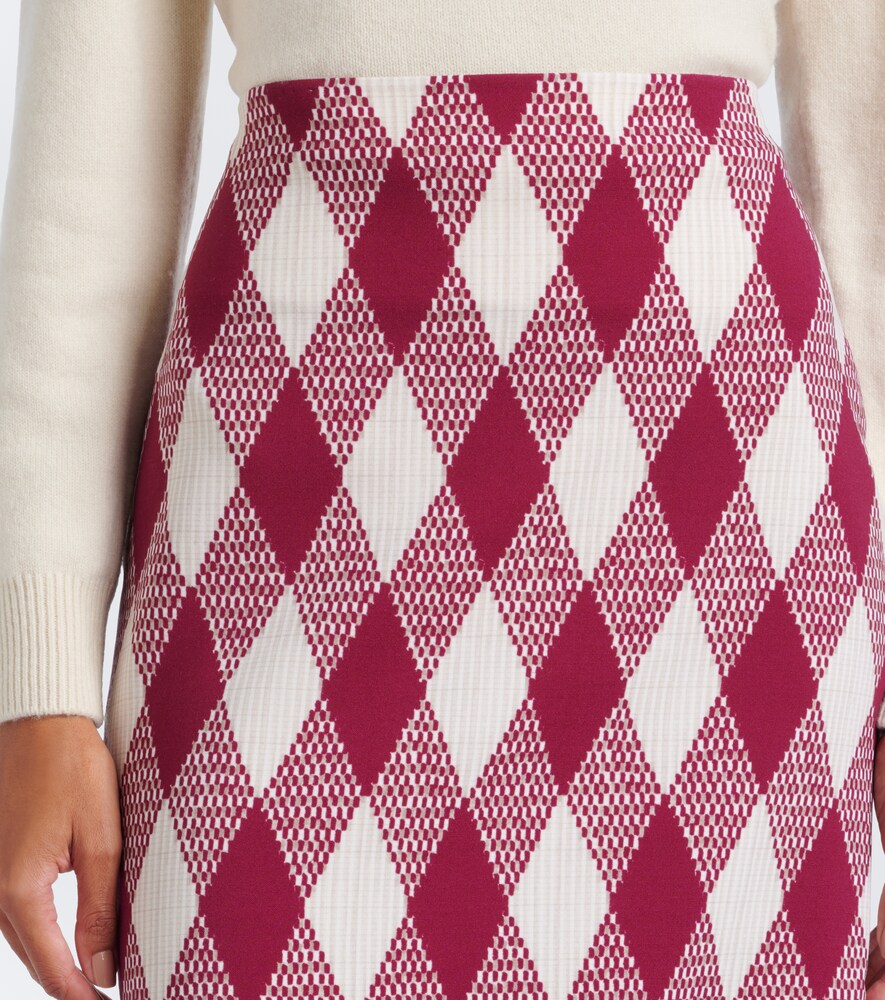 Argyle Wool-Blend Pencil Skirt