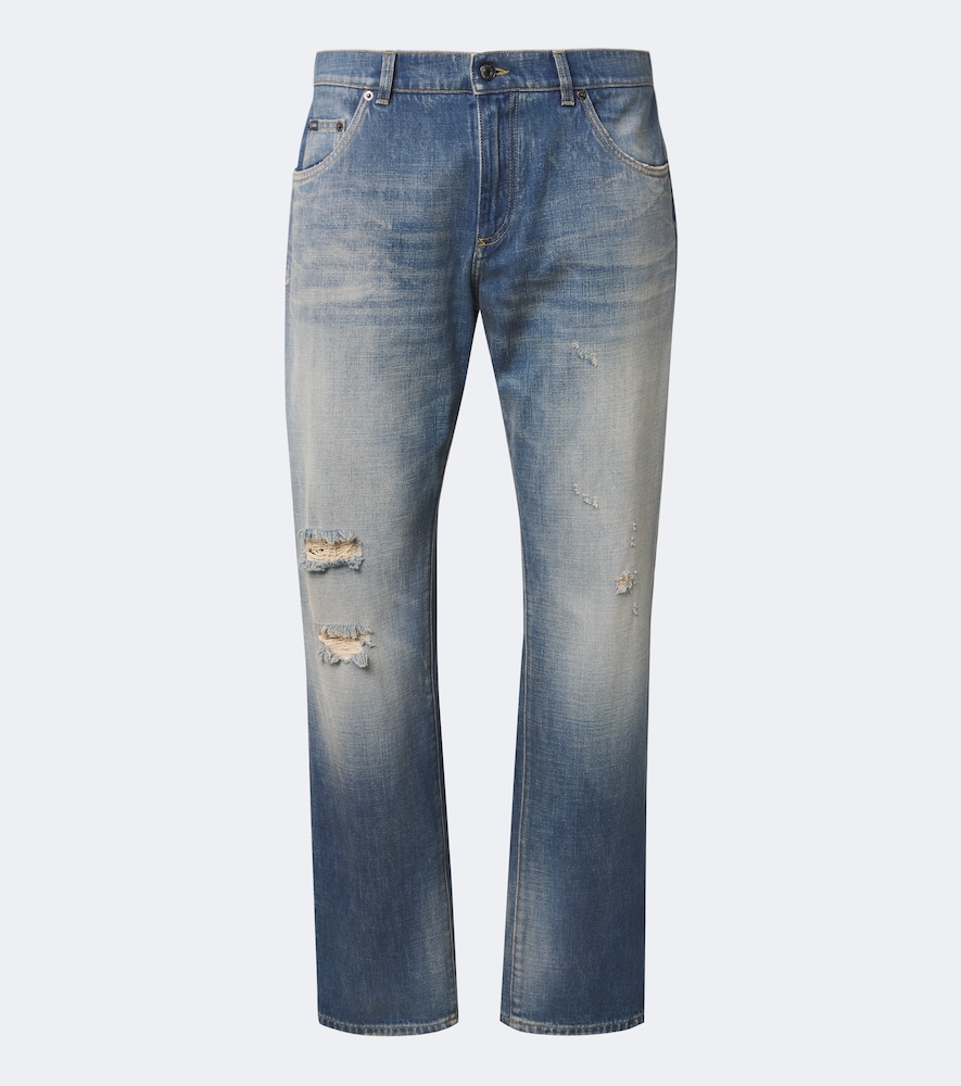 Distressed Straight Jeans