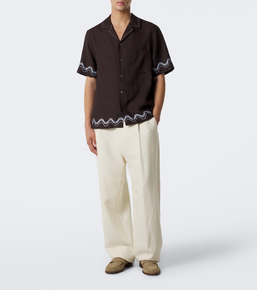 Alves Embroidered Linen Bowling Shirt