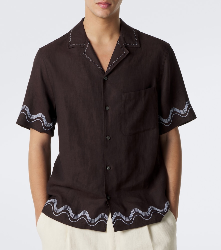 Alves Embroidered Linen Bowling Shirt