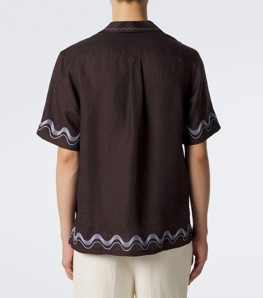 Alves Embroidered Linen Bowling Shirt