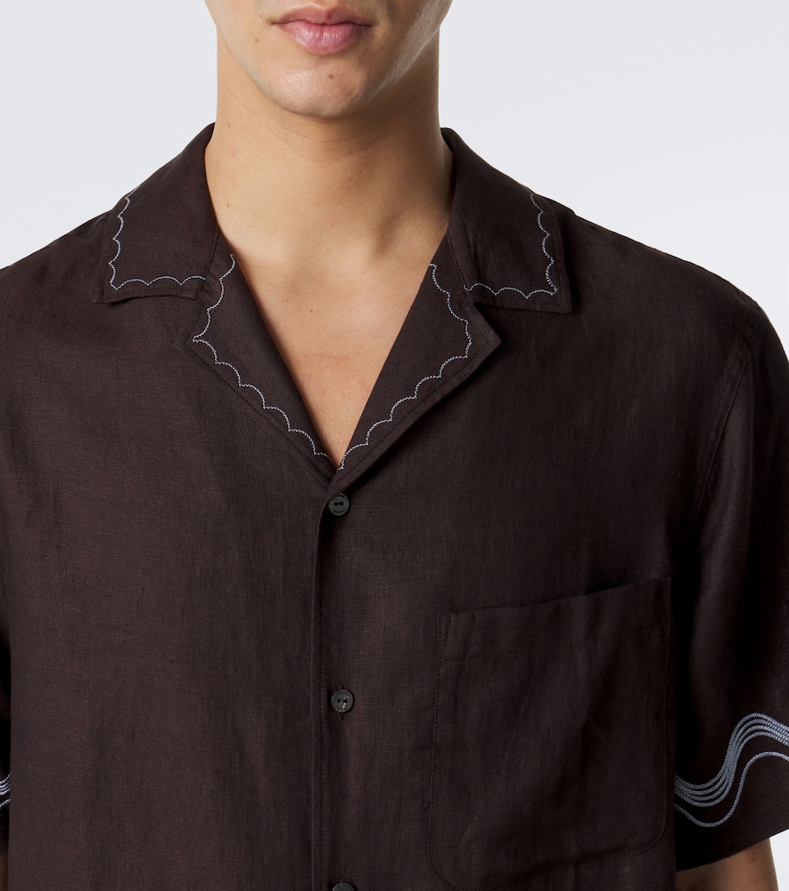 Alves Embroidered Linen Bowling Shirt