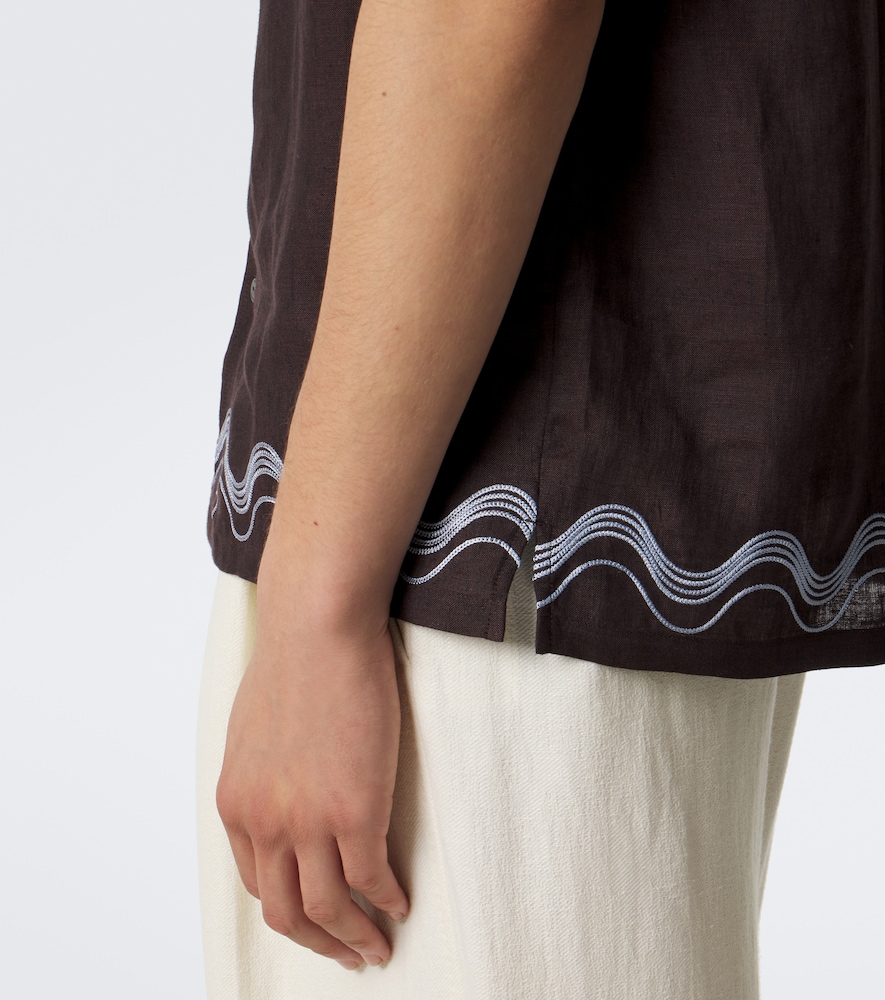 Alves Embroidered Linen Bowling Shirt