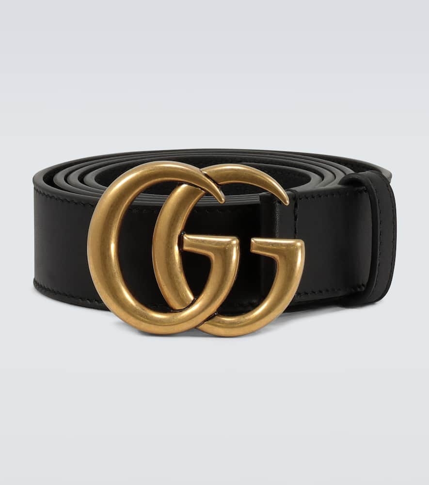 Leather belt with Double G buckle