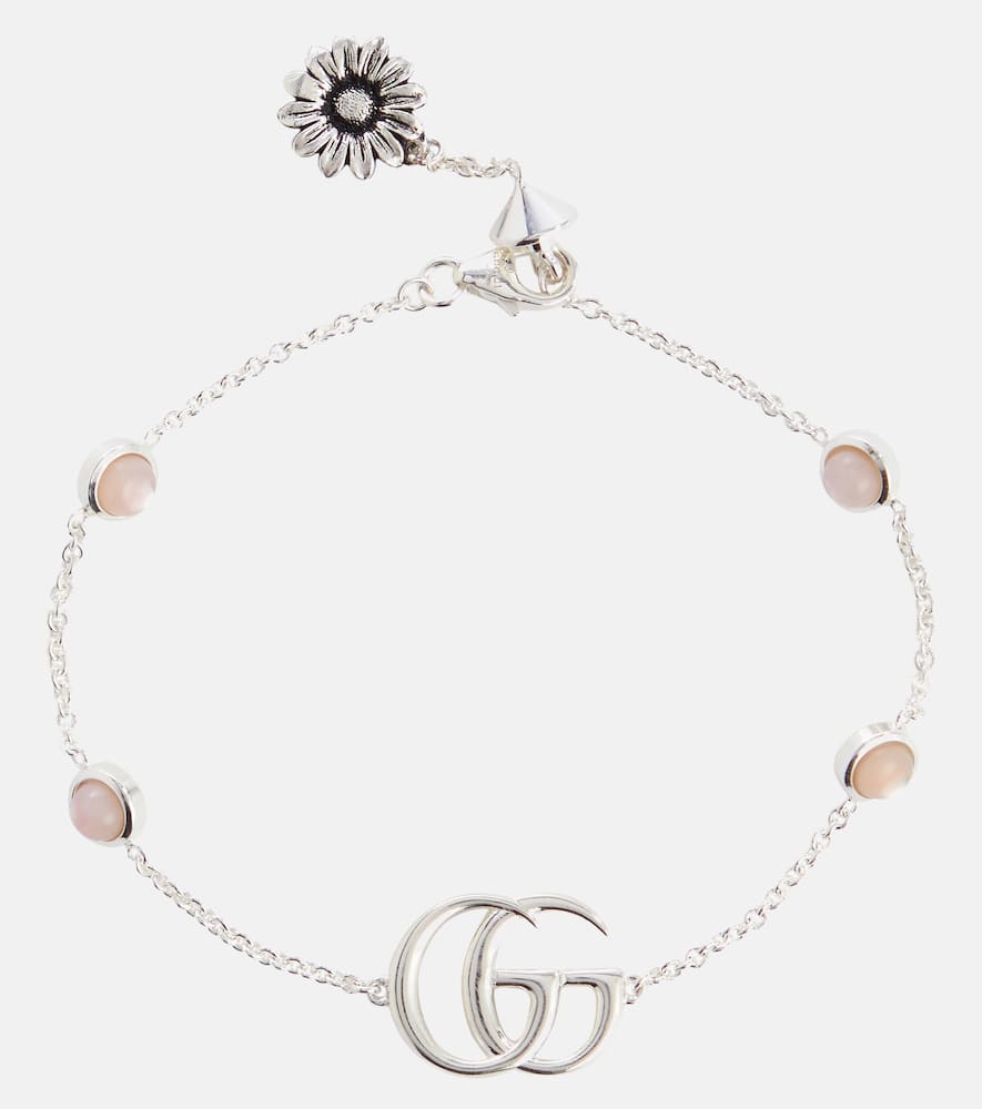 Gucci Double G sterling silver bracelet with mother of pearl