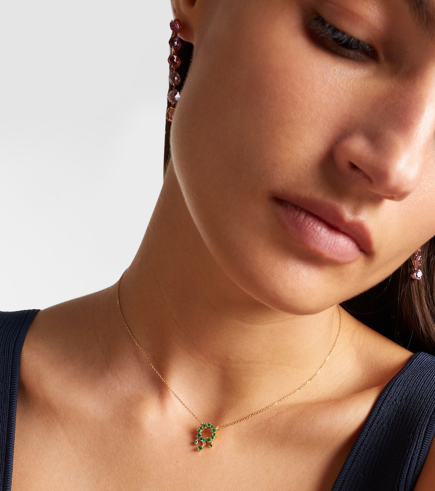 Suzanne Kalan 18kt gold necklace with emeralds
