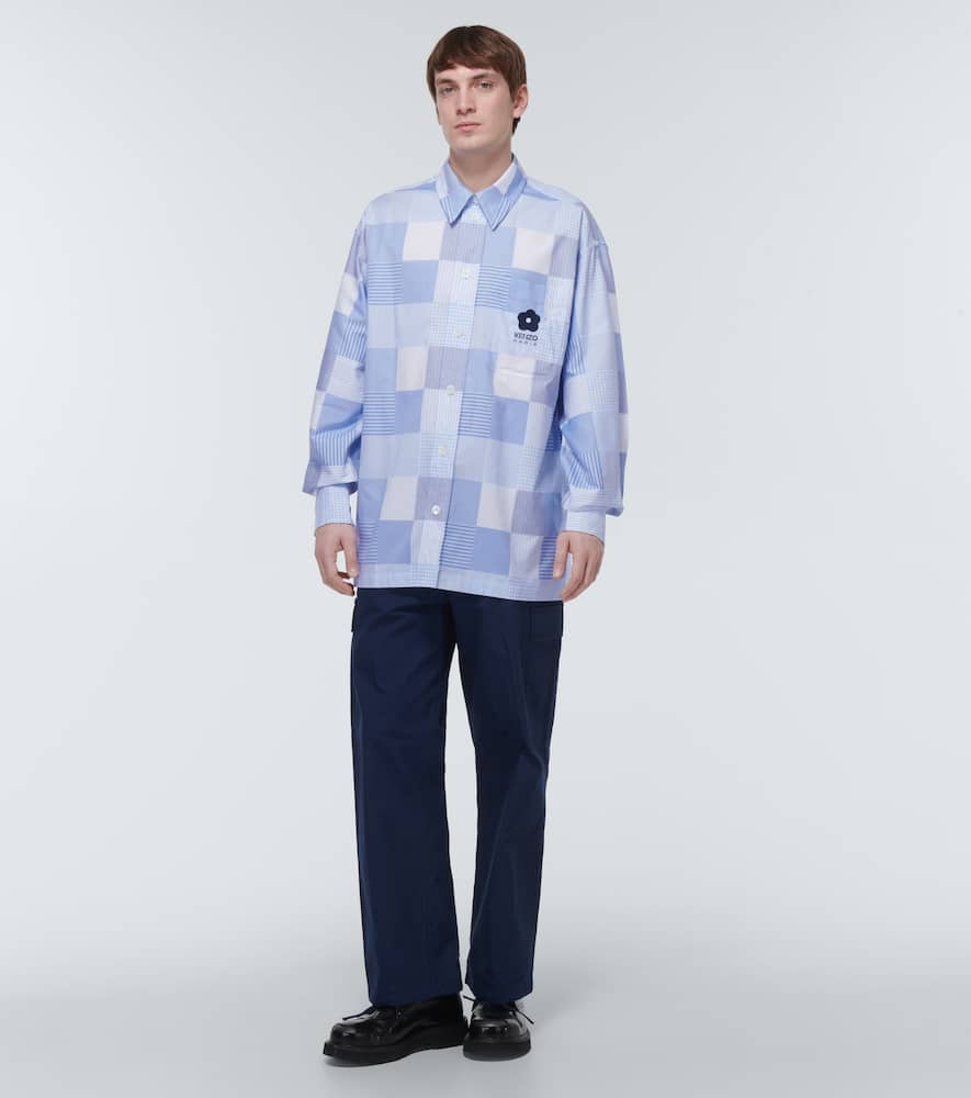 KENZO | PATCHWORK OVERSIZED SHIRT LIGHT BLUE シャツ Kenzo Men's Logo-embroidered Patchwork Oversized Sport Shirt