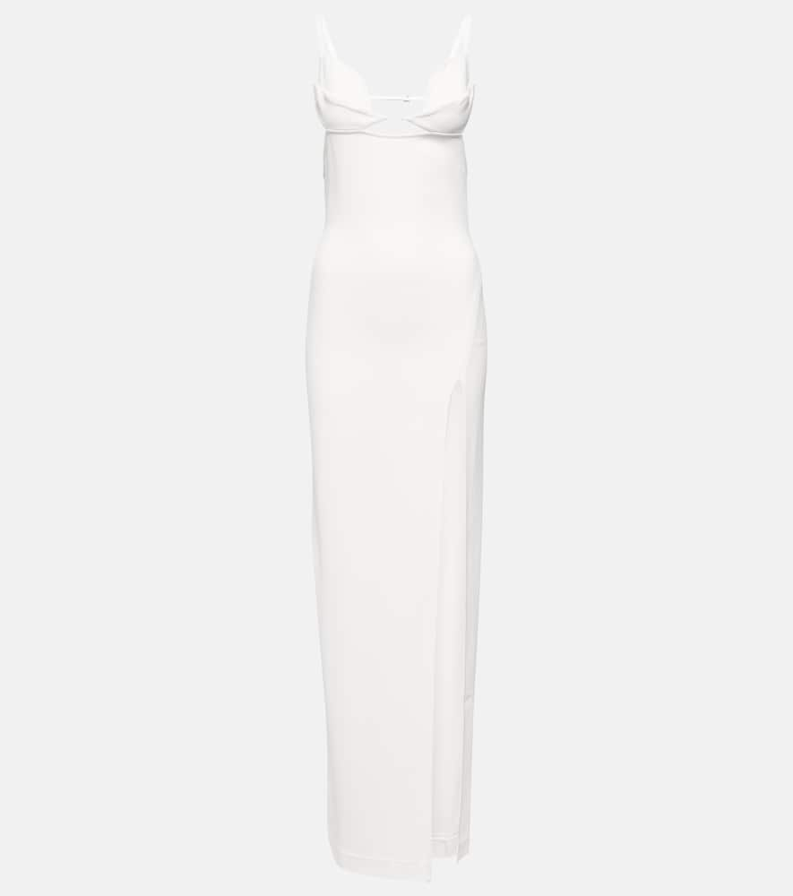 Nensi Dojaka Bridal Cutout Crêpe Gown In White