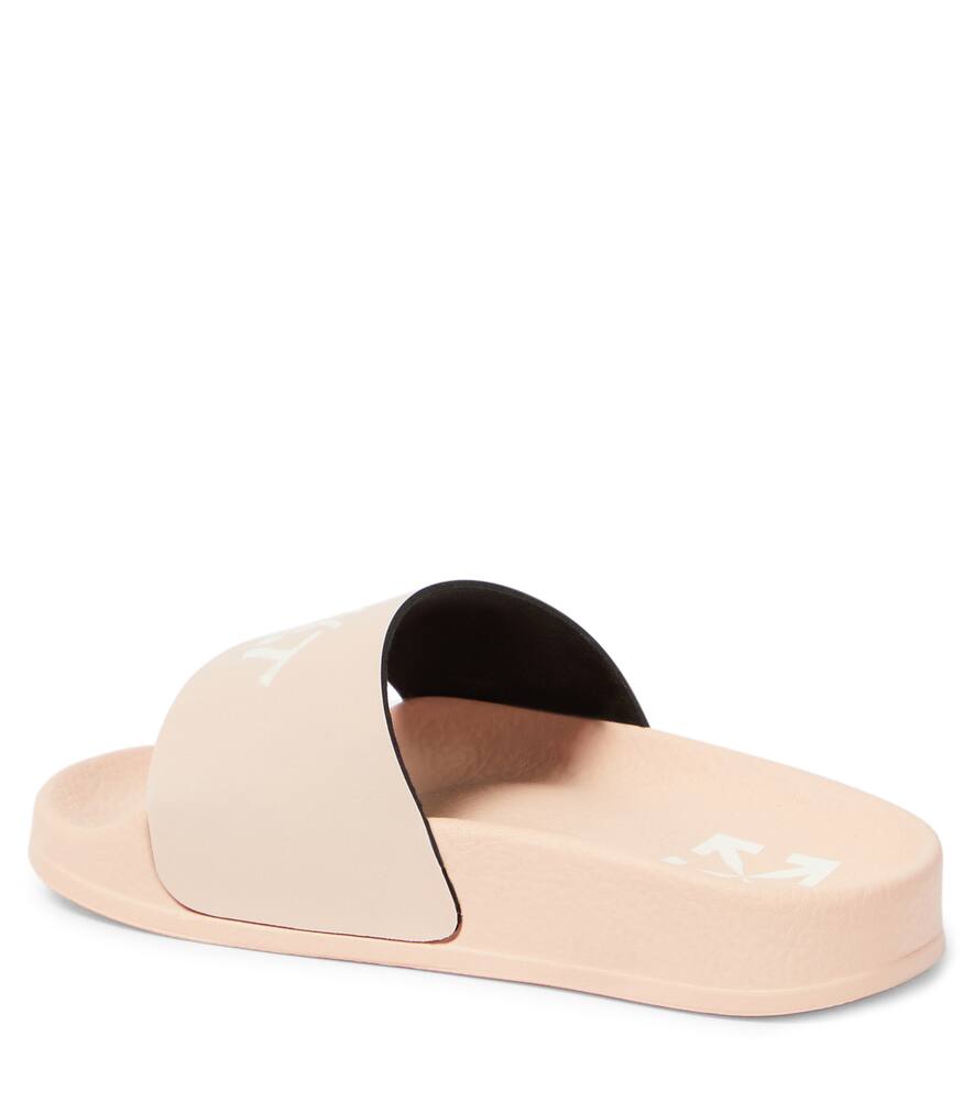Off-white Logo Faux-leather Slides In Pink