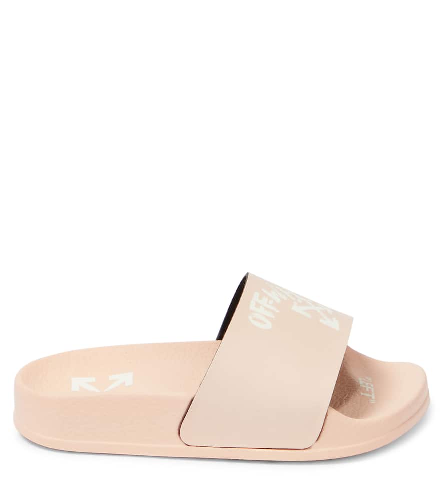 Off-white Logo Faux-leather Slides In Pink