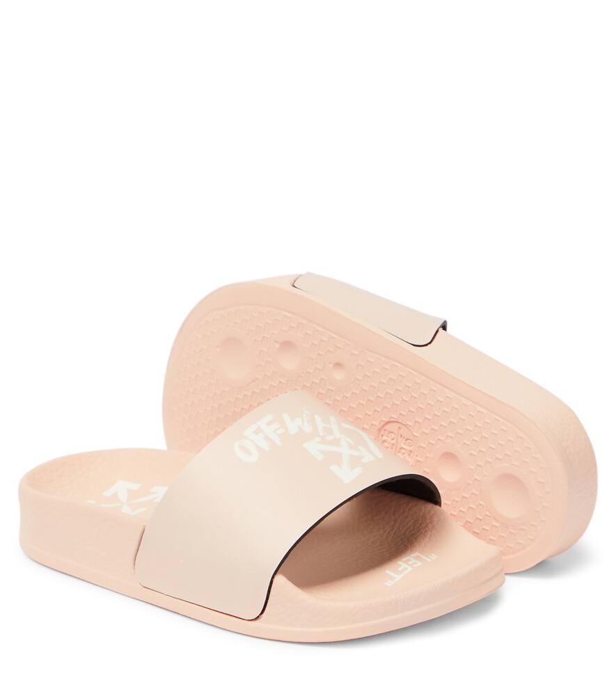 Off-white Logo Faux-leather Slides In Pink