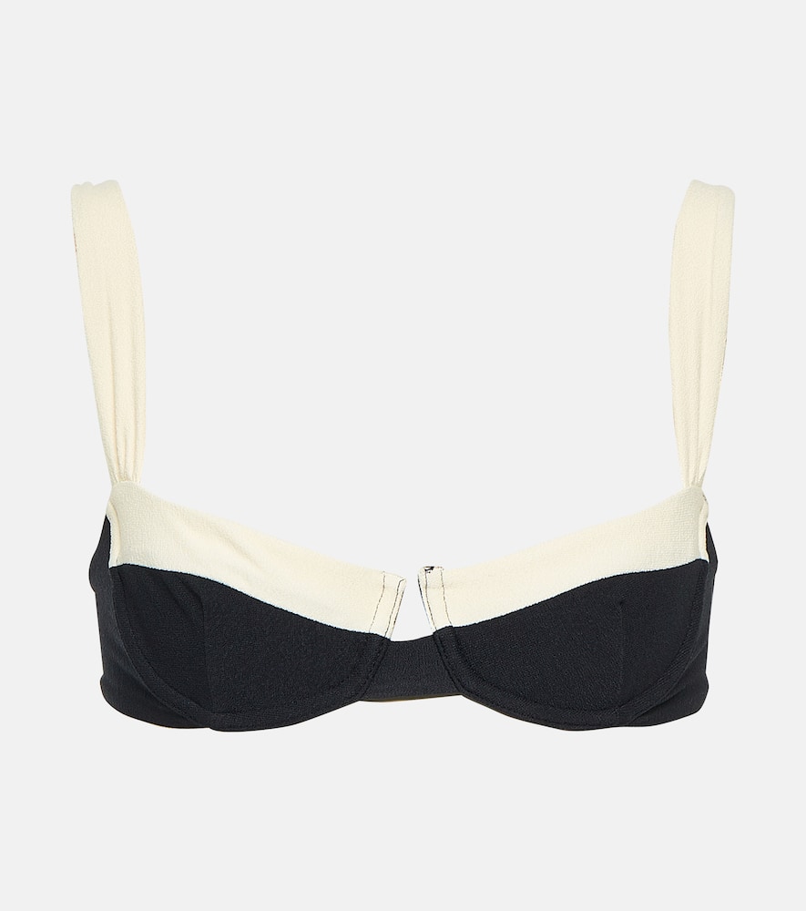 Same Faux-suede Bikini Top In Black