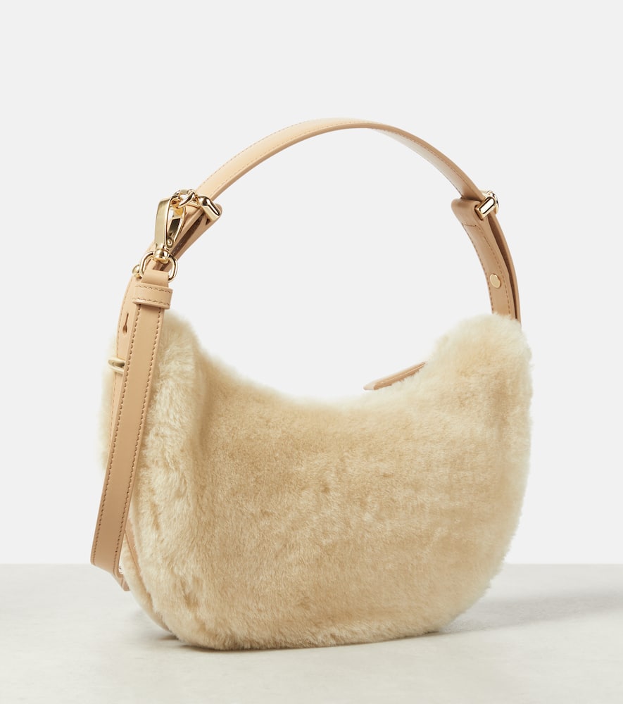 Prada Arqué Shearling Shoulder Bag In White