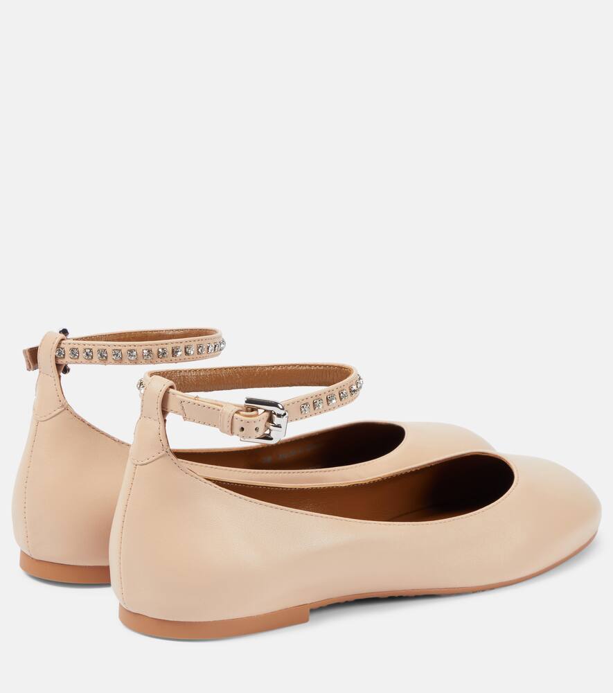 Shop See By Chloé Chany Leather Ballet Flats In Beige