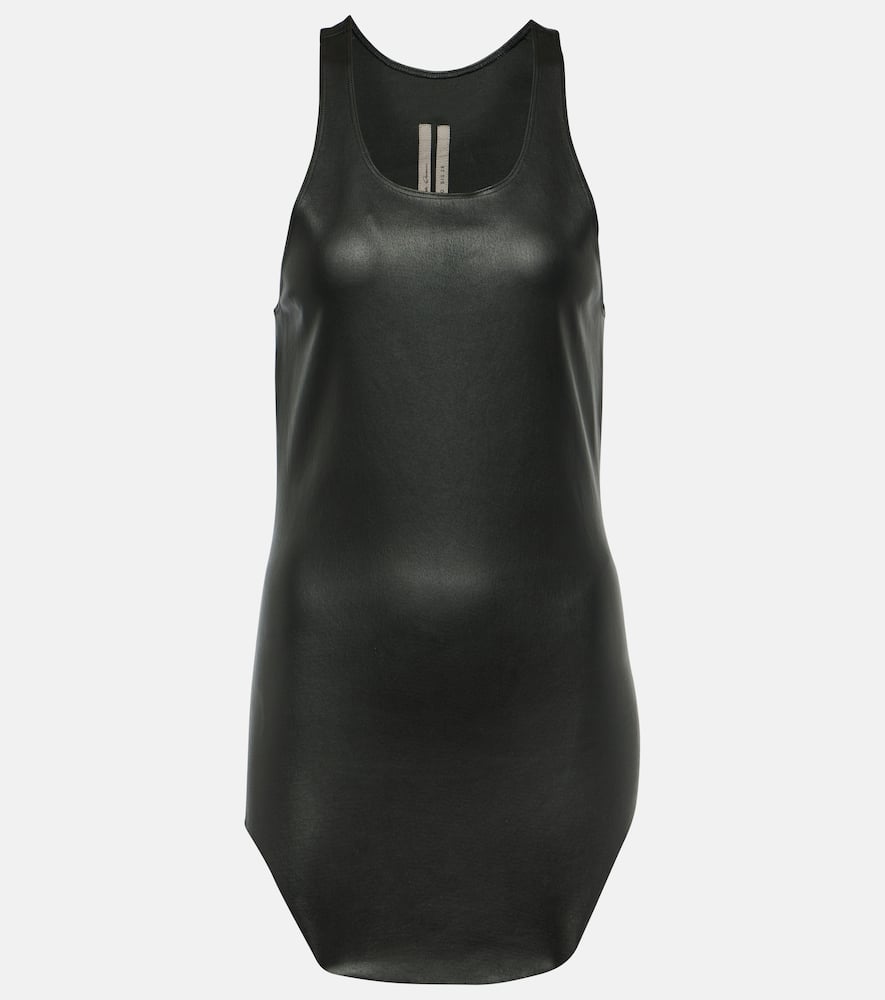 Shop Rick Owens Leather-trimmed Tank Top In Black