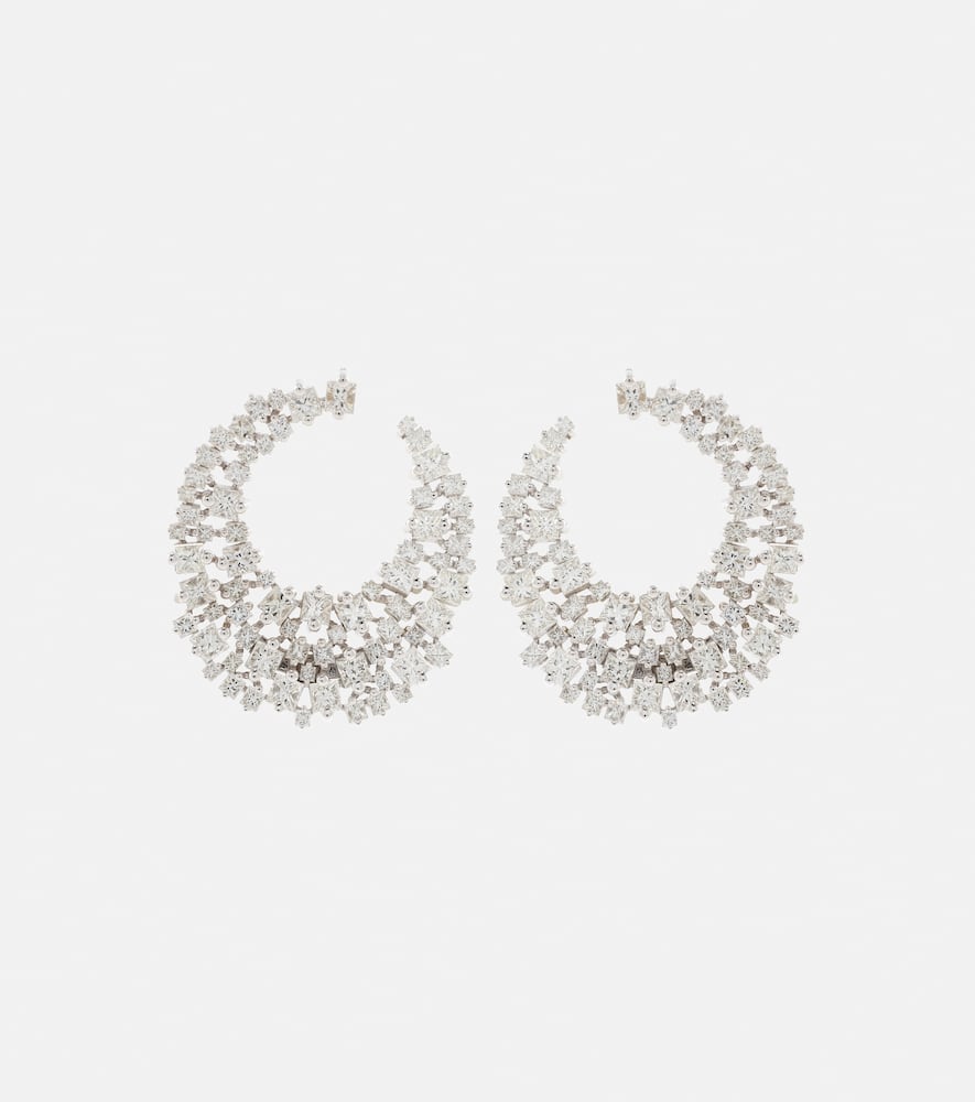 Suzanne Kalan 18kt white gold hoop earrings with diamonds