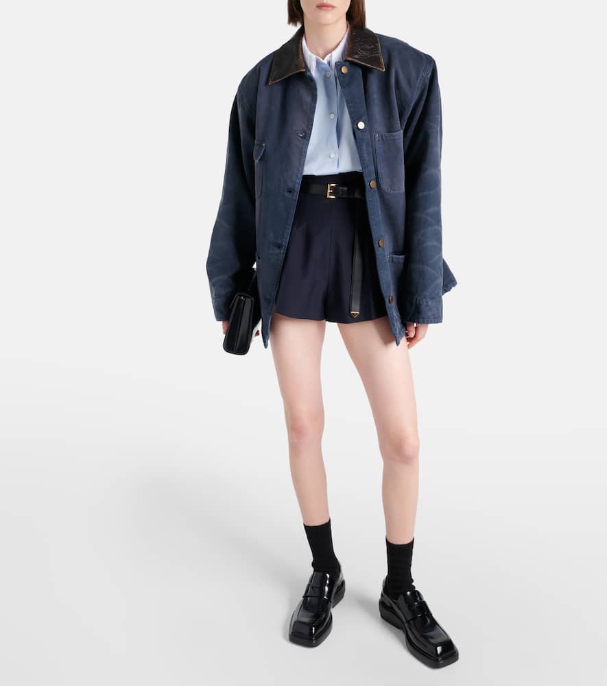 Prada Wool Shorts In Blue