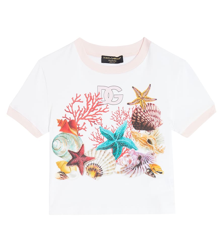 Dolce & Gabbana Capri Dg Printed Cotton Jersey T-shirt In White