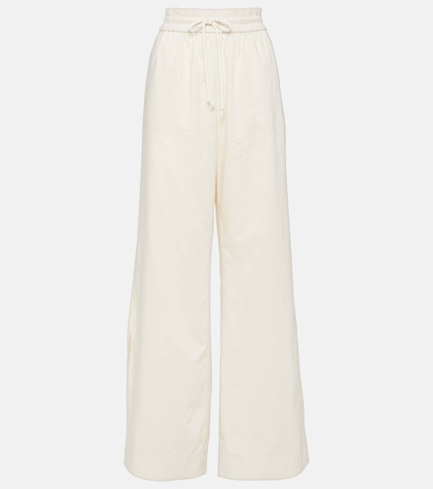 Frame High-rise cotton-blend wide-leg pants