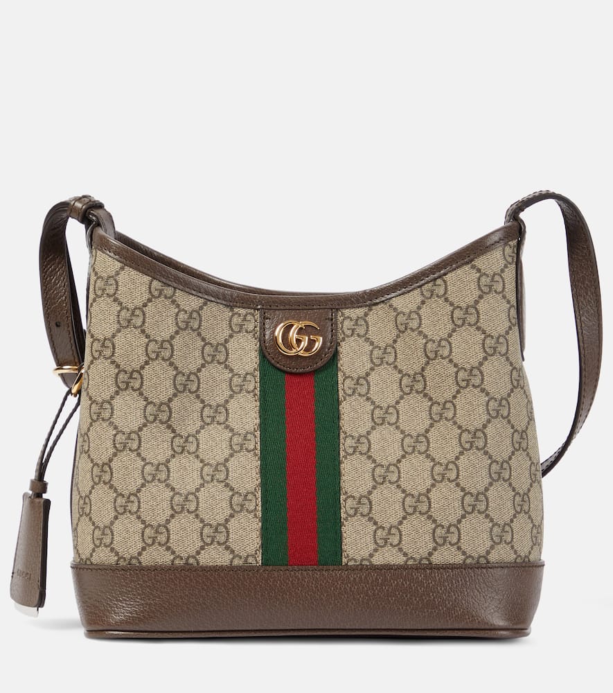 Shop Gucci Ophidia Small Gg Canvas Shoulder Bag In Beige