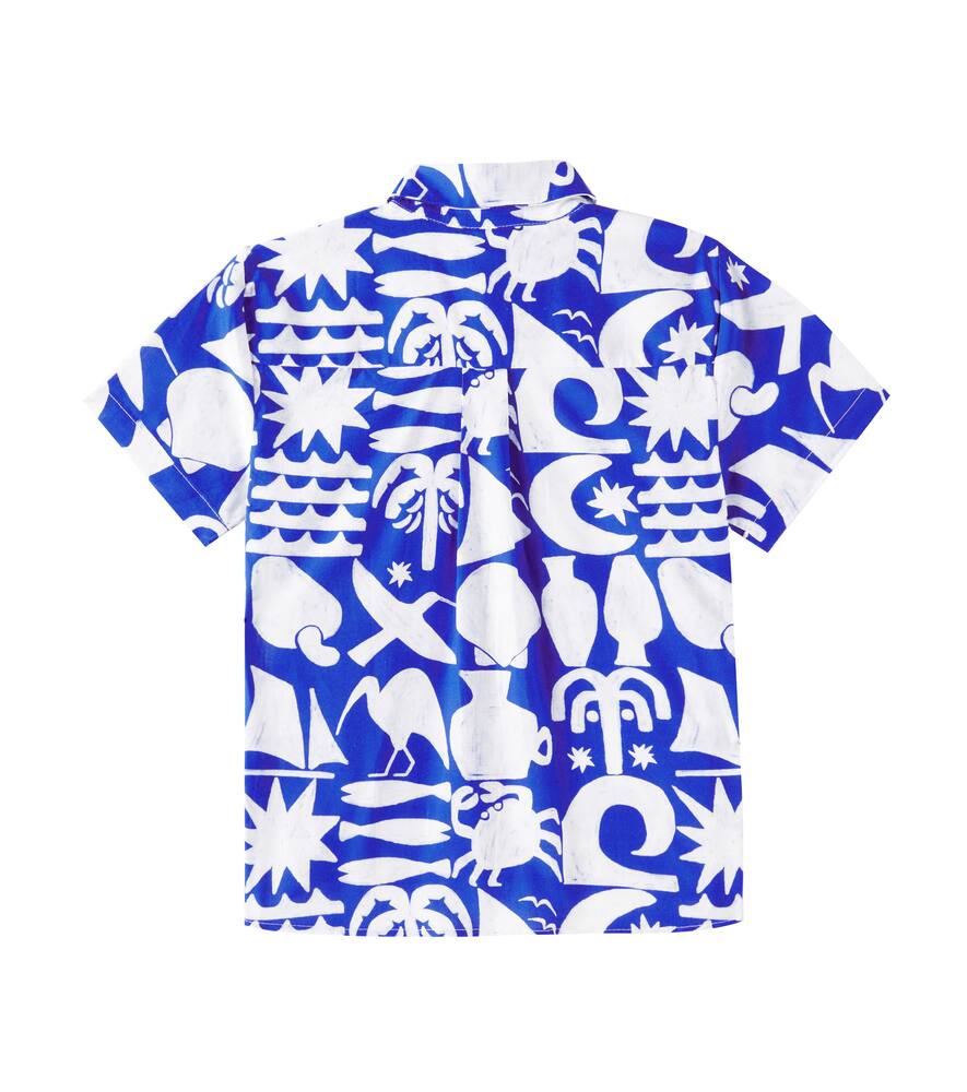 Fabula Printed Cotton Shirt In Est Beirinha Fundo Azul Cannes