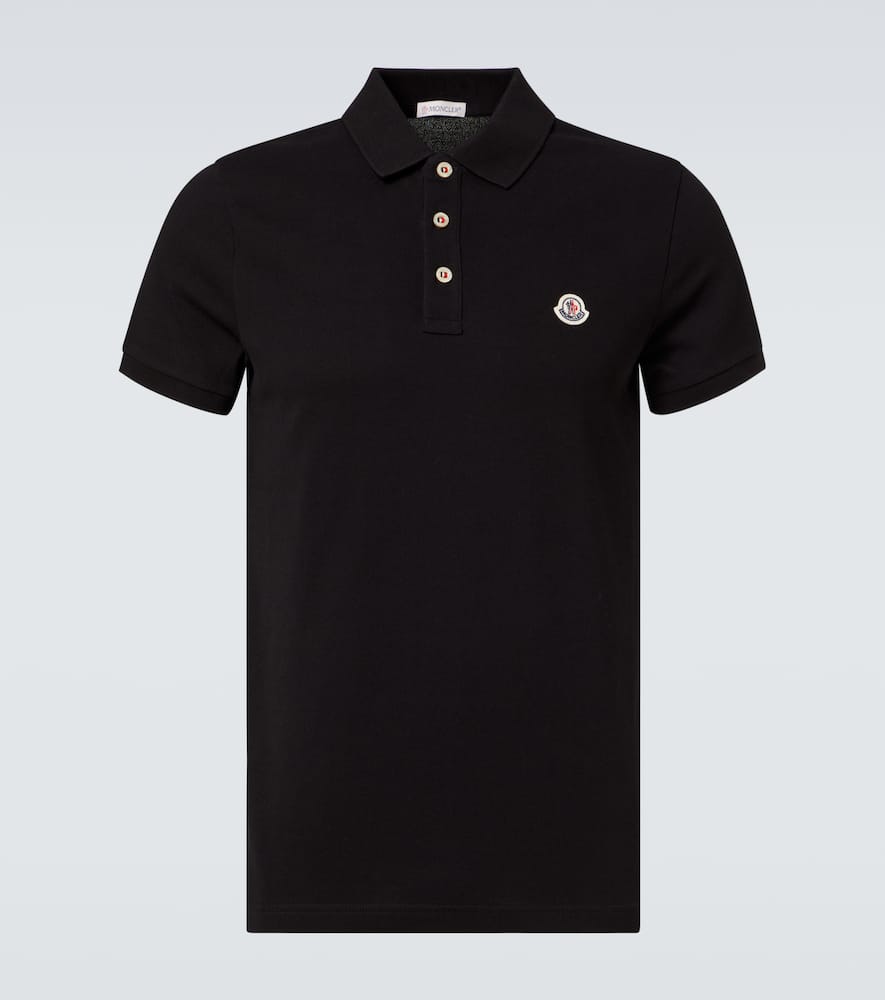 Moncler Cotton Piqué Polo Shirt In Black