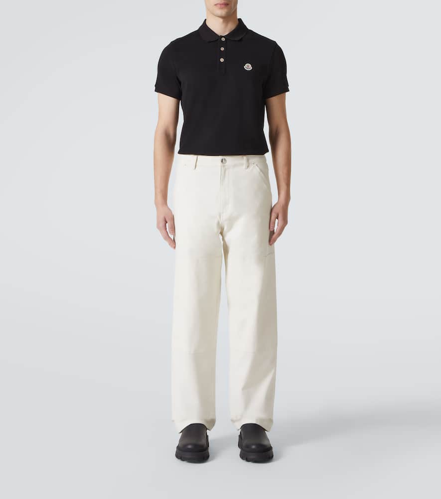 Moncler Cotton Piqué Polo Shirt In Black
