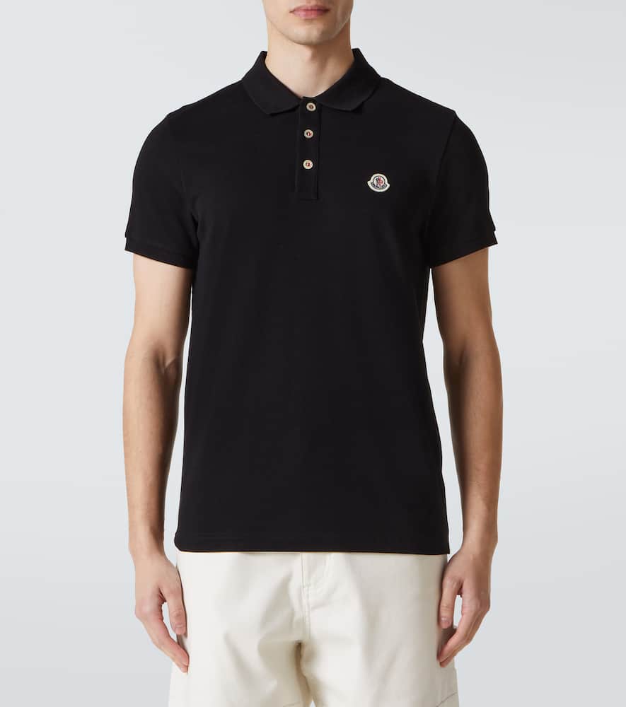 Moncler Cotton Piqué Polo Shirt In Black