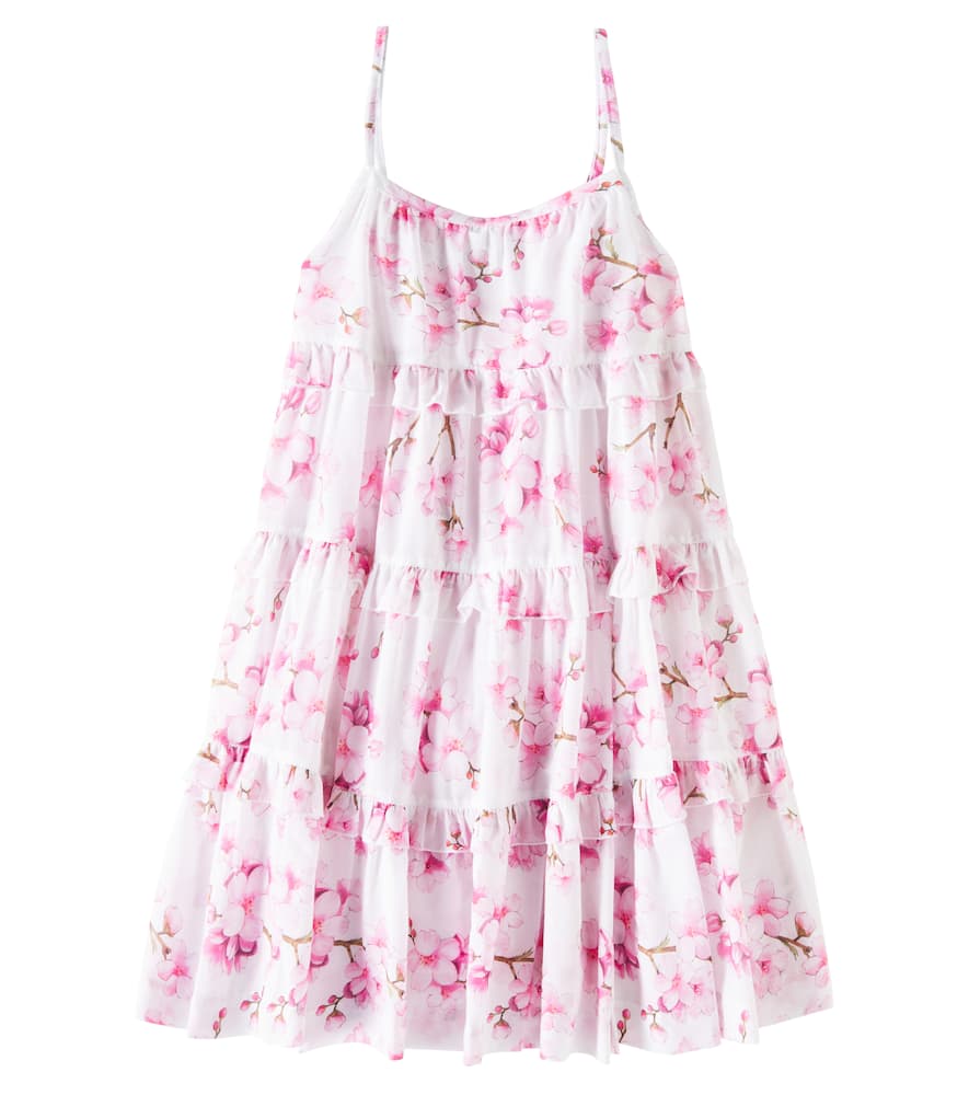 MONNALISA TIERED FLORAL COTTON DRESS