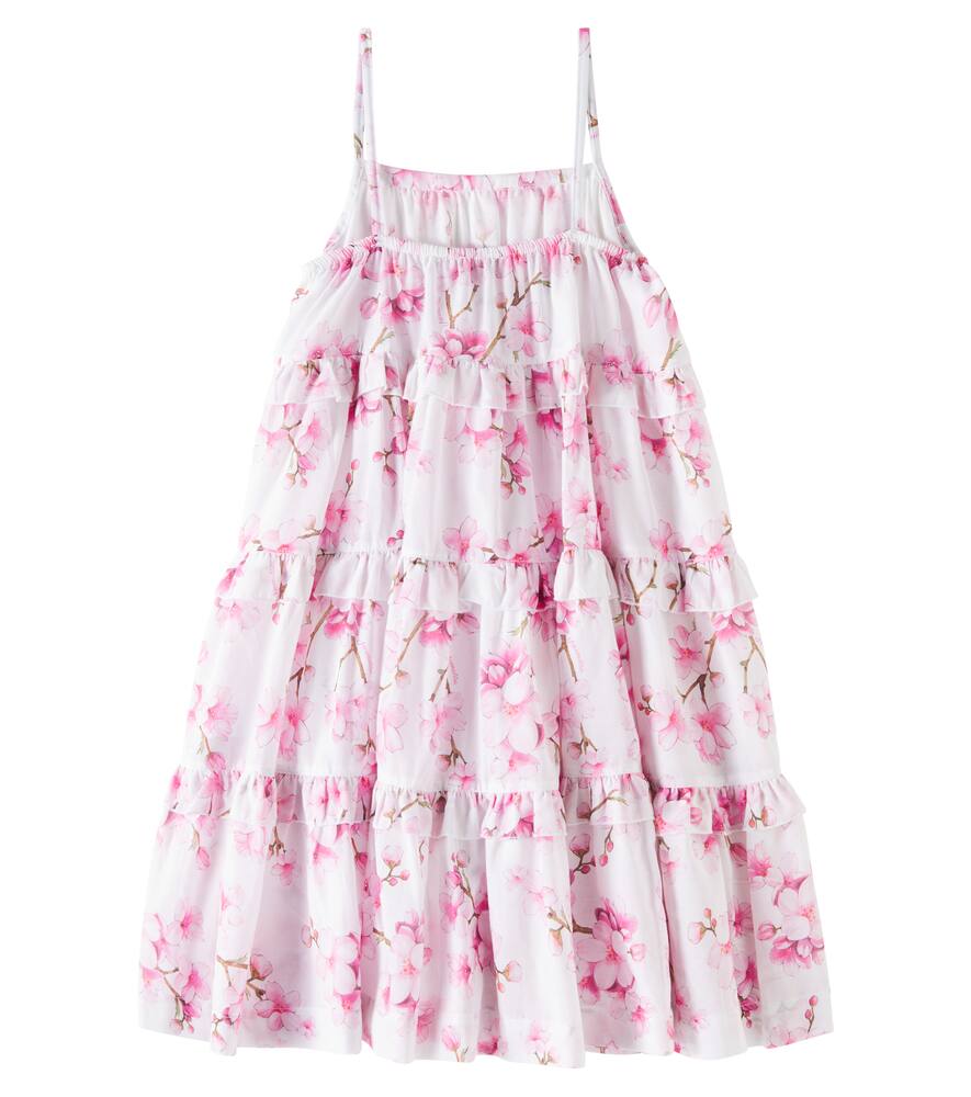 MONNALISA TIERED FLORAL COTTON DRESS