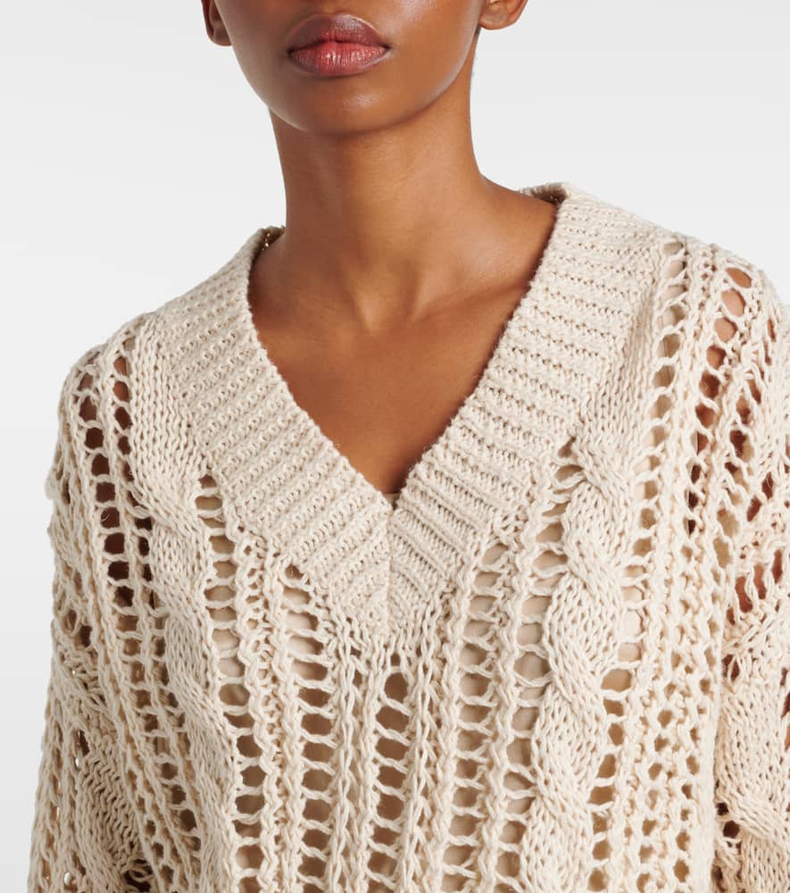 Brunello Cucinelli Jute And Cotton-blend Sweater In Beige