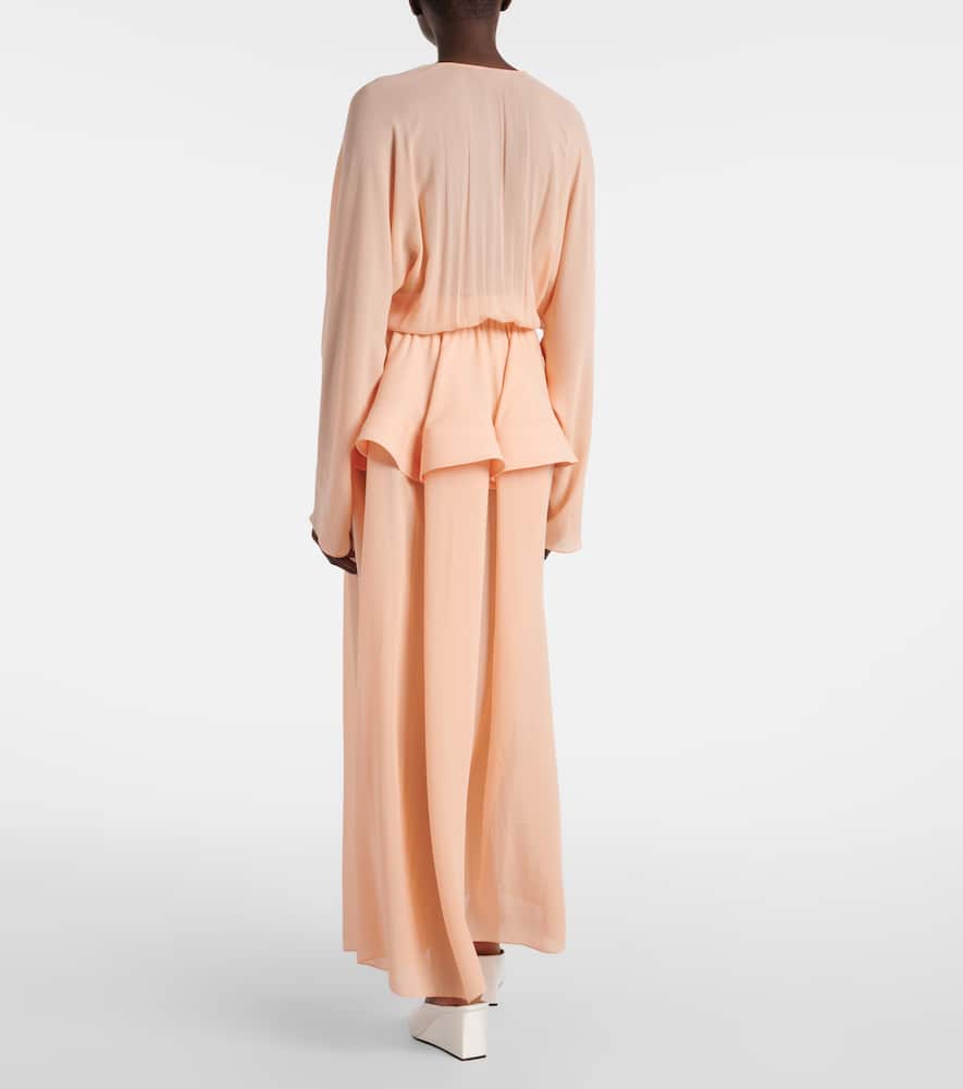 Alaïa Peplum Georgette Maxi Dress In Orange