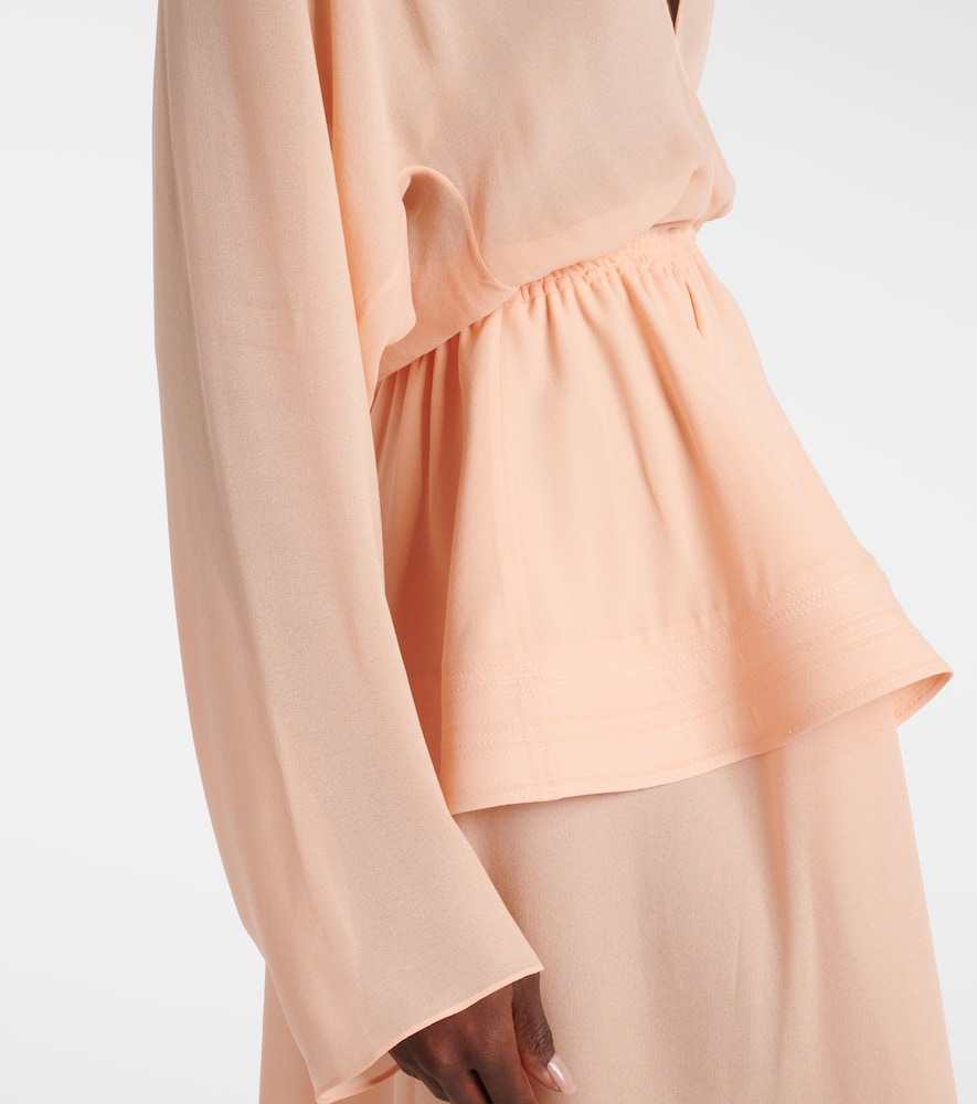 Alaïa Peplum Georgette Maxi Dress In Orange