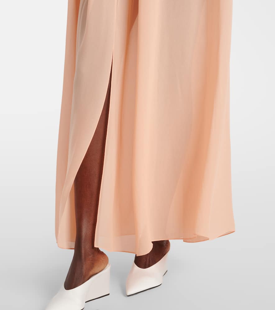 Alaïa Peplum Georgette Maxi Dress In Orange