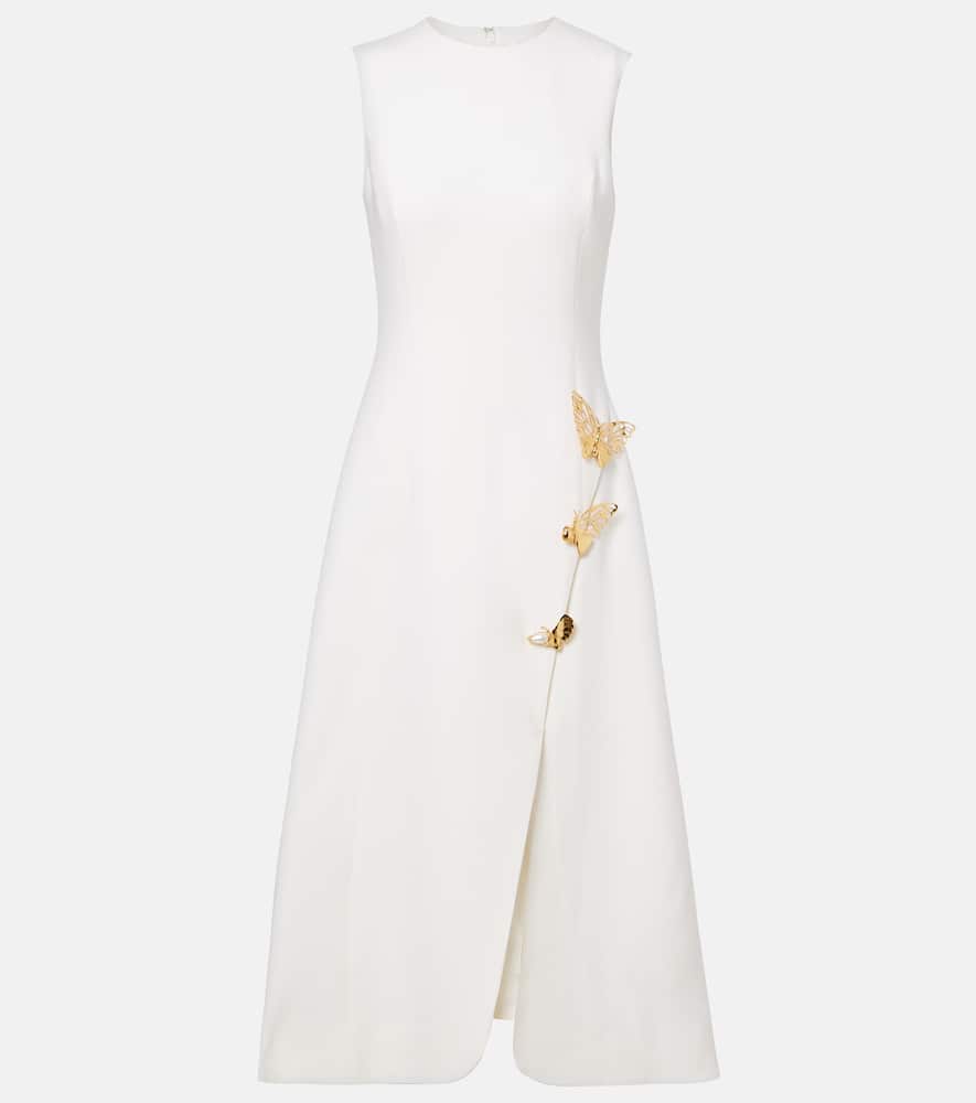 Embellished wool-blend cocktail dress