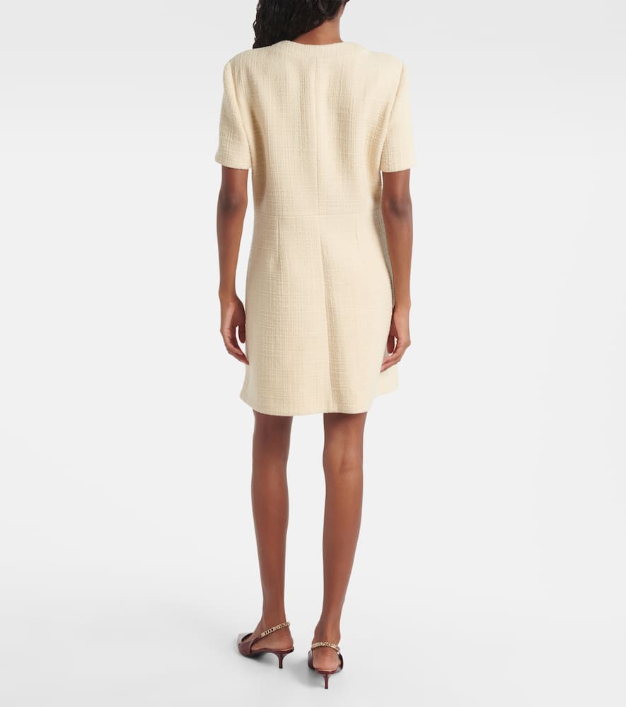 Gucci Double G Wool-blend Tweed Minidress In Neutral