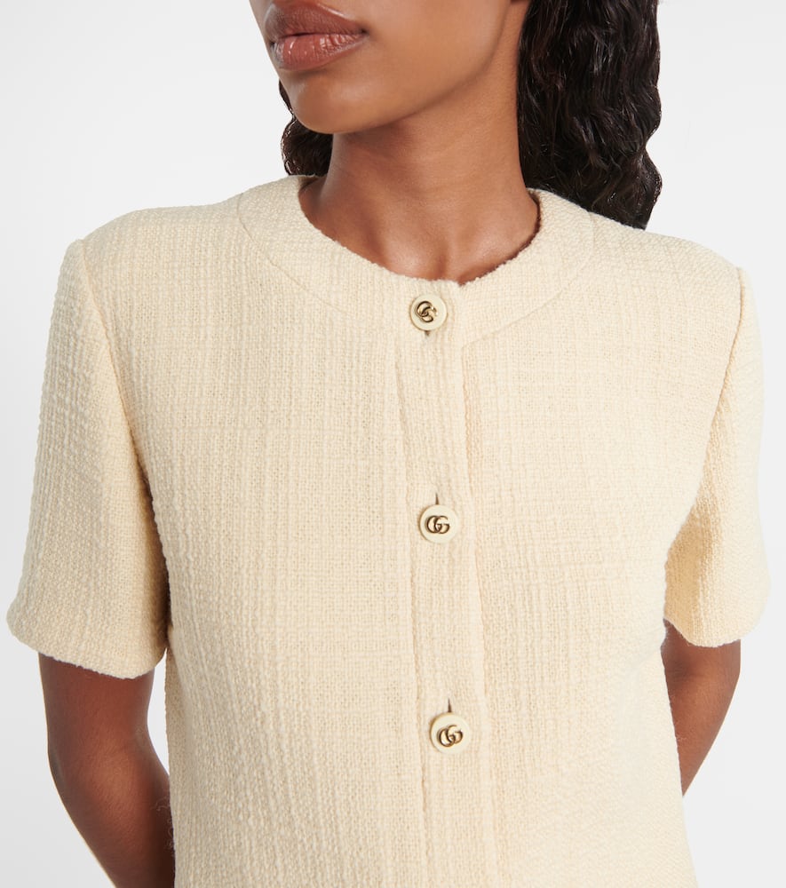 Gucci Double G Wool-blend Tweed Minidress In Neutral