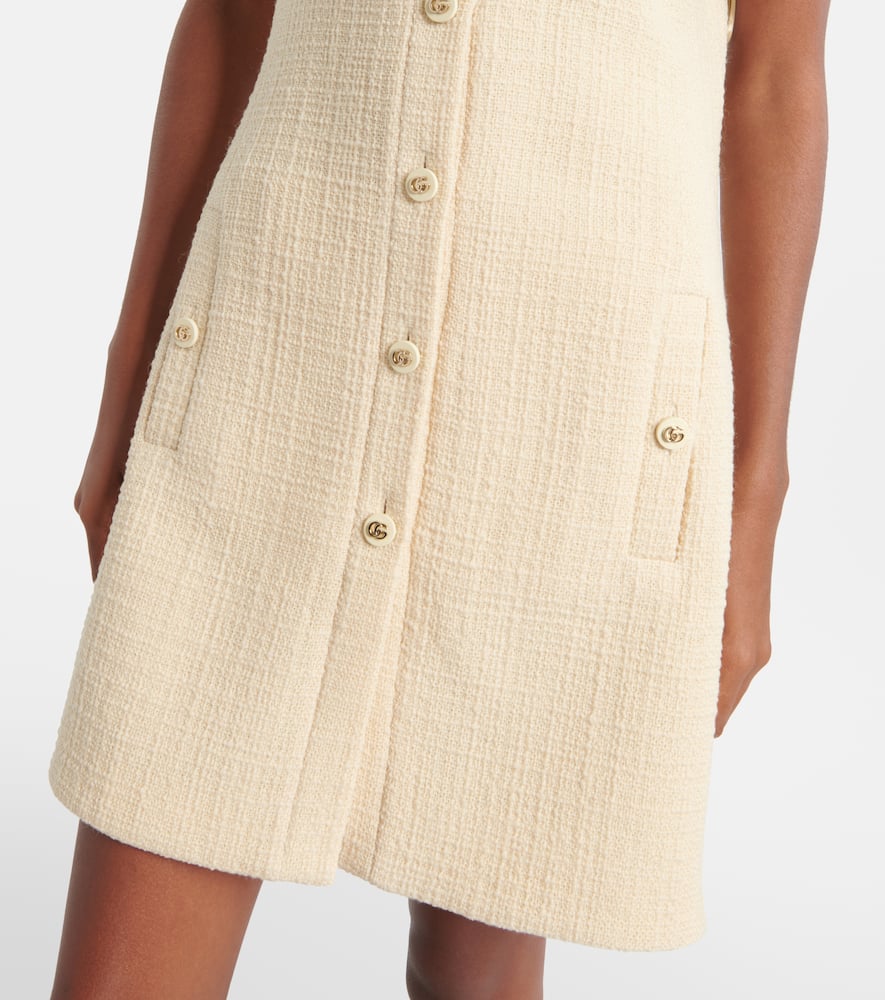 Gucci Double G Wool-blend Tweed Minidress In Neutral