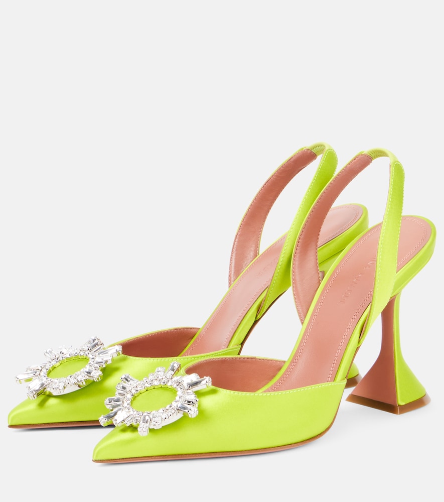  Amina Muaddi Amina Muaddi Verzierte Slingback-pumps Begum 95 Aus Satin 