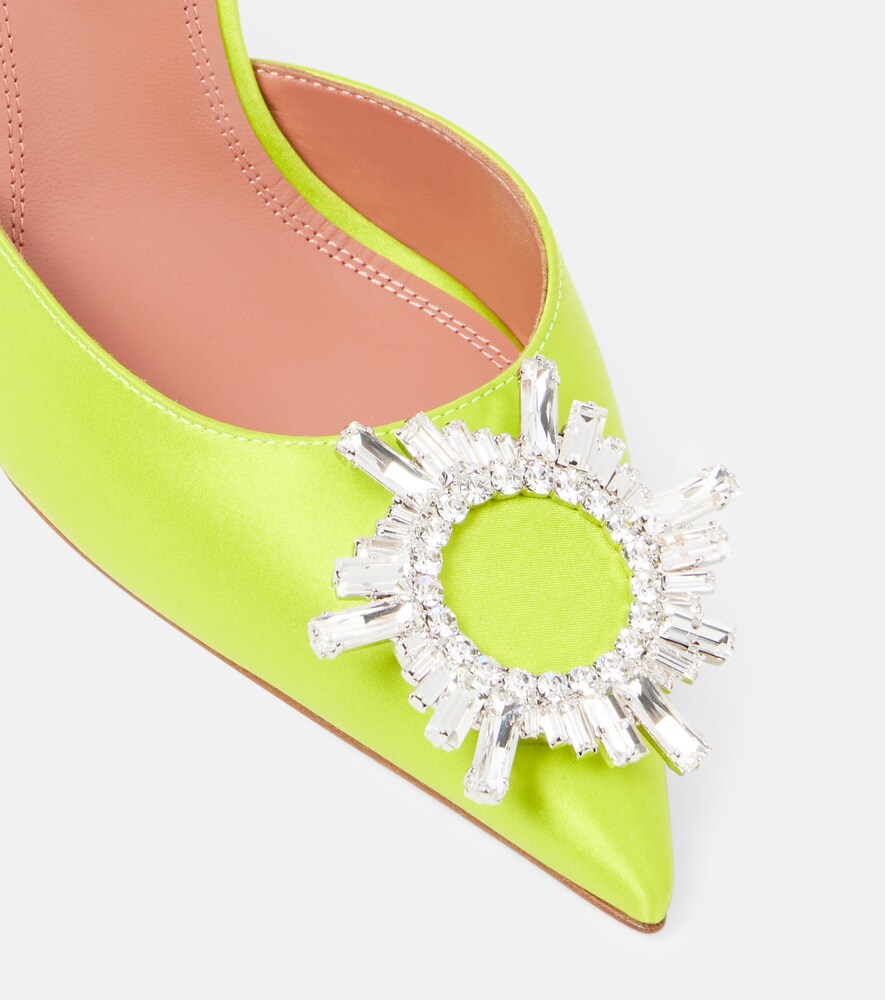  Amina Muaddi Amina Muaddi Verzierte Slingback-pumps Begum 95 Aus Satin 