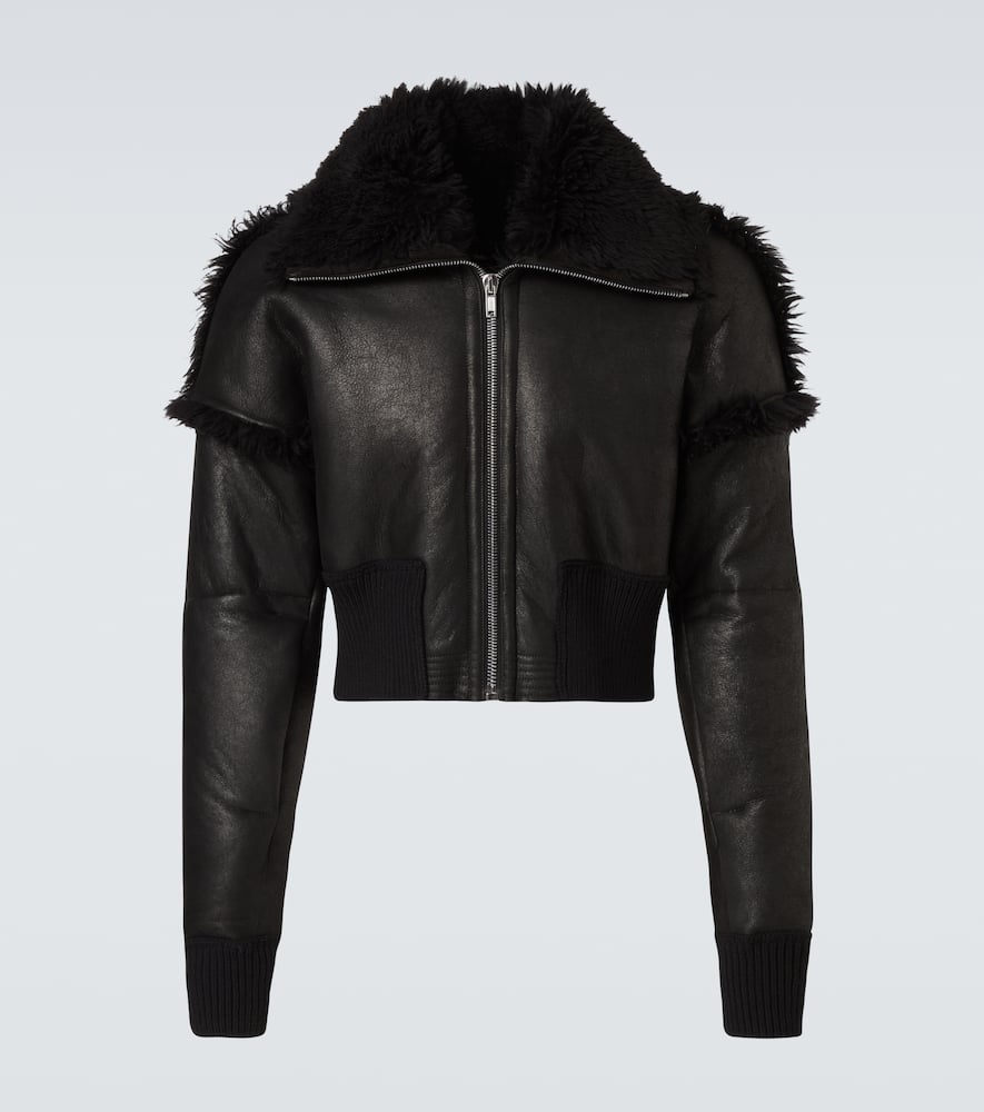 Rick Owens Dracucollar Shearling-lined Leather Jacket In Black