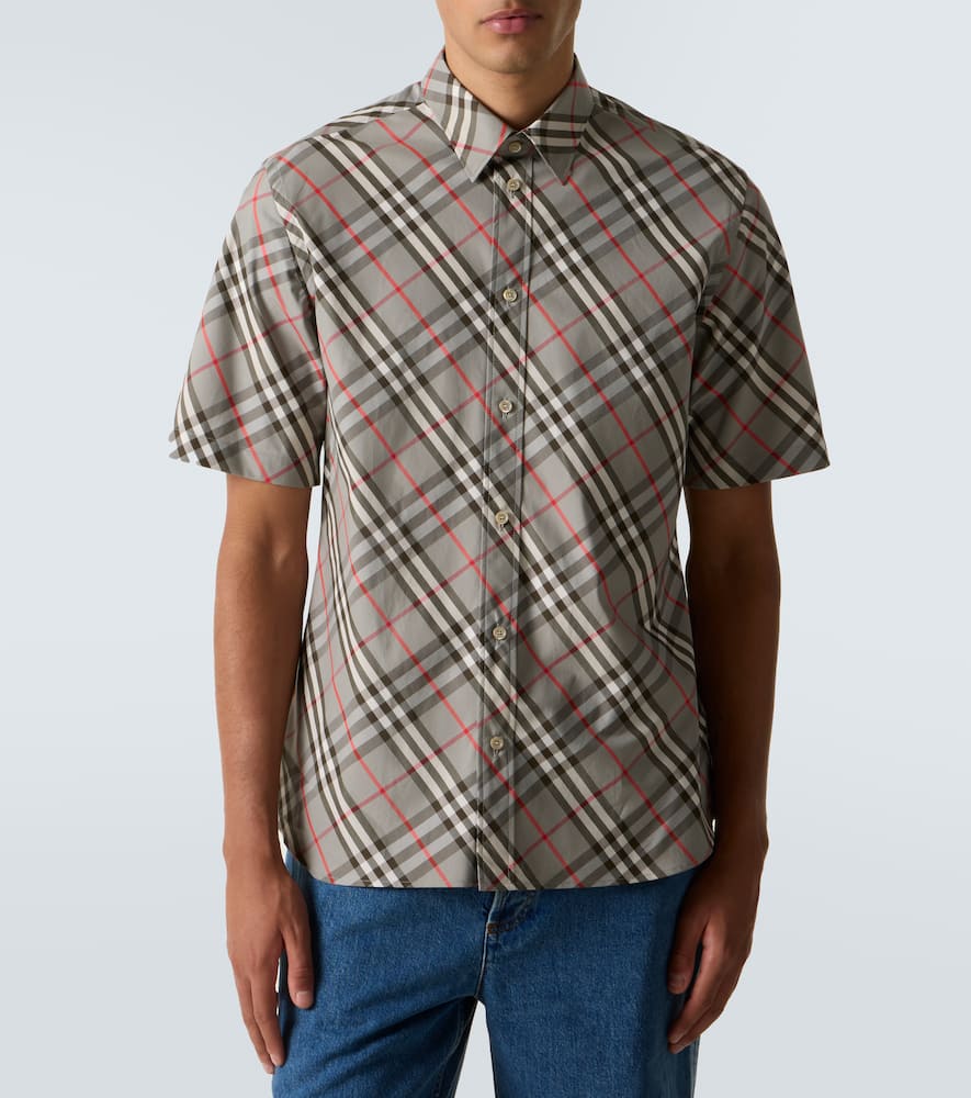Burberry Short Sleeve Bias Check Slim Fit Shirt In Gray