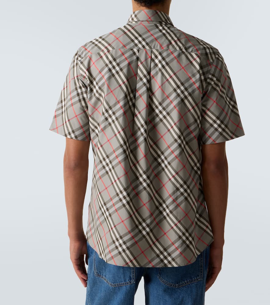 Burberry Short Sleeve Bias Check Slim Fit Shirt In Gray