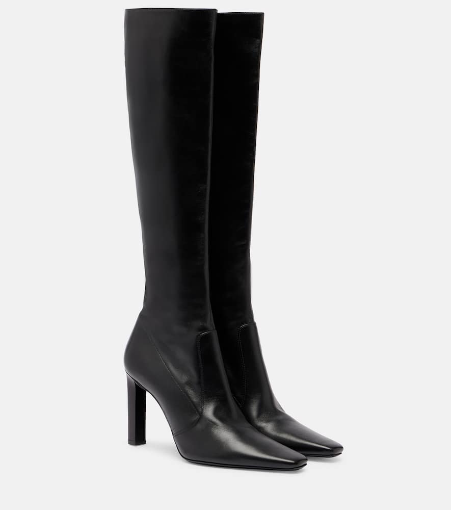 Saint Laurent Francoise 95 Leather Knee-high Boots In Black