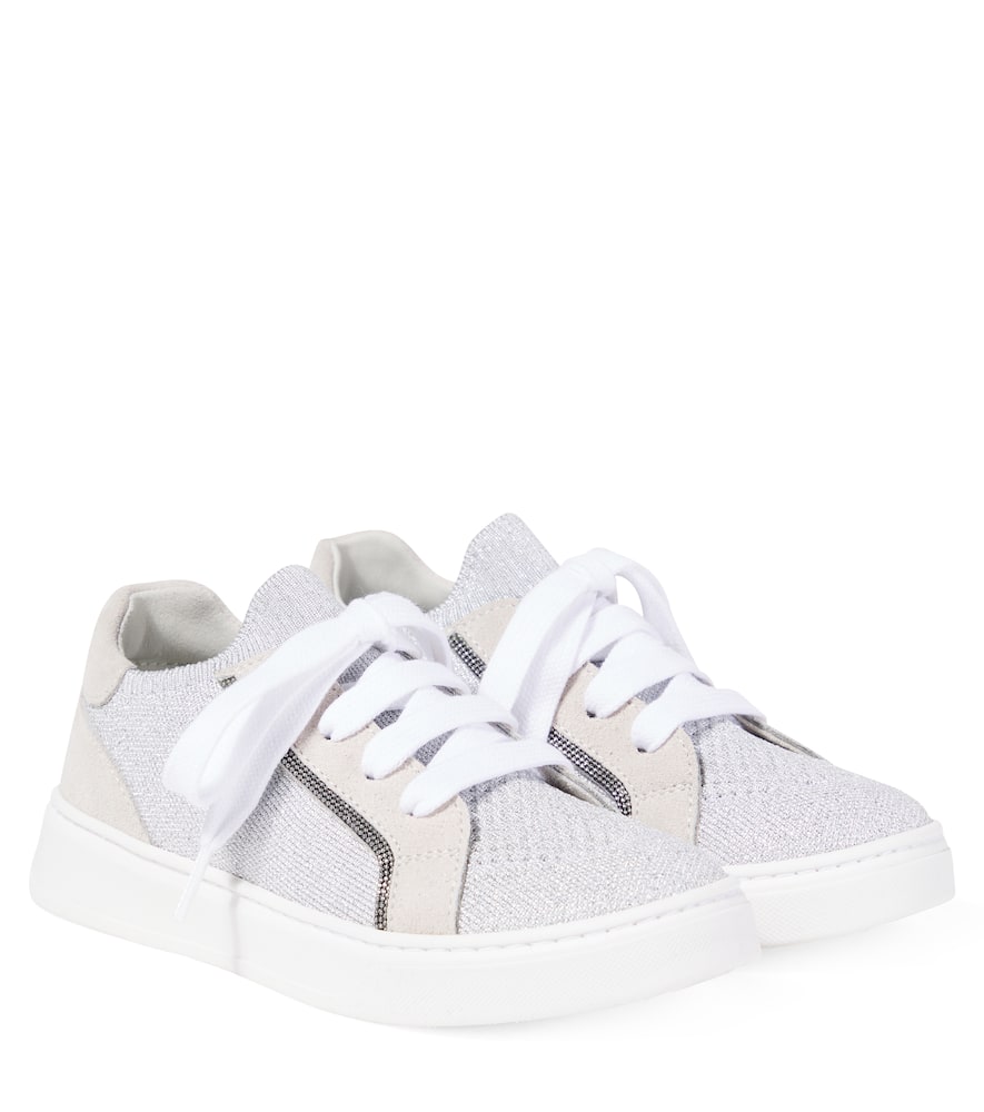 Brunello Cucinelli Suede-panelled Sneakers In Gray