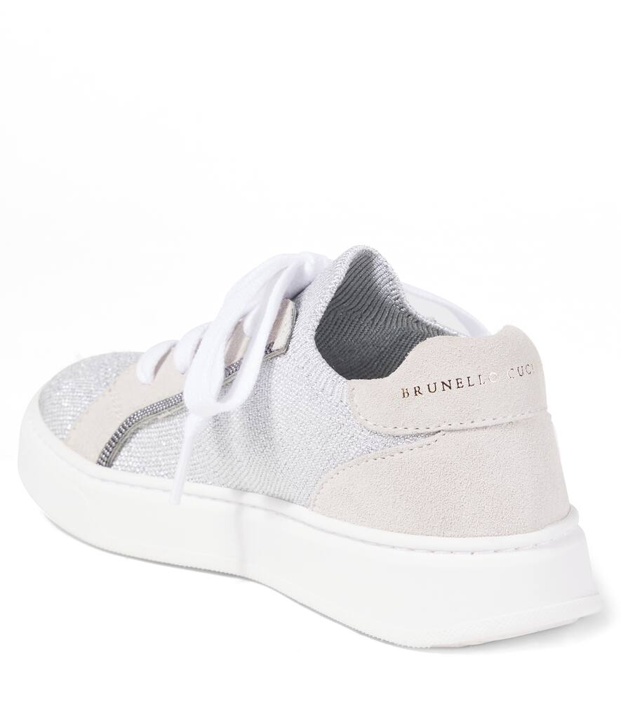 Brunello Cucinelli Suede-panelled Sneakers In Gray