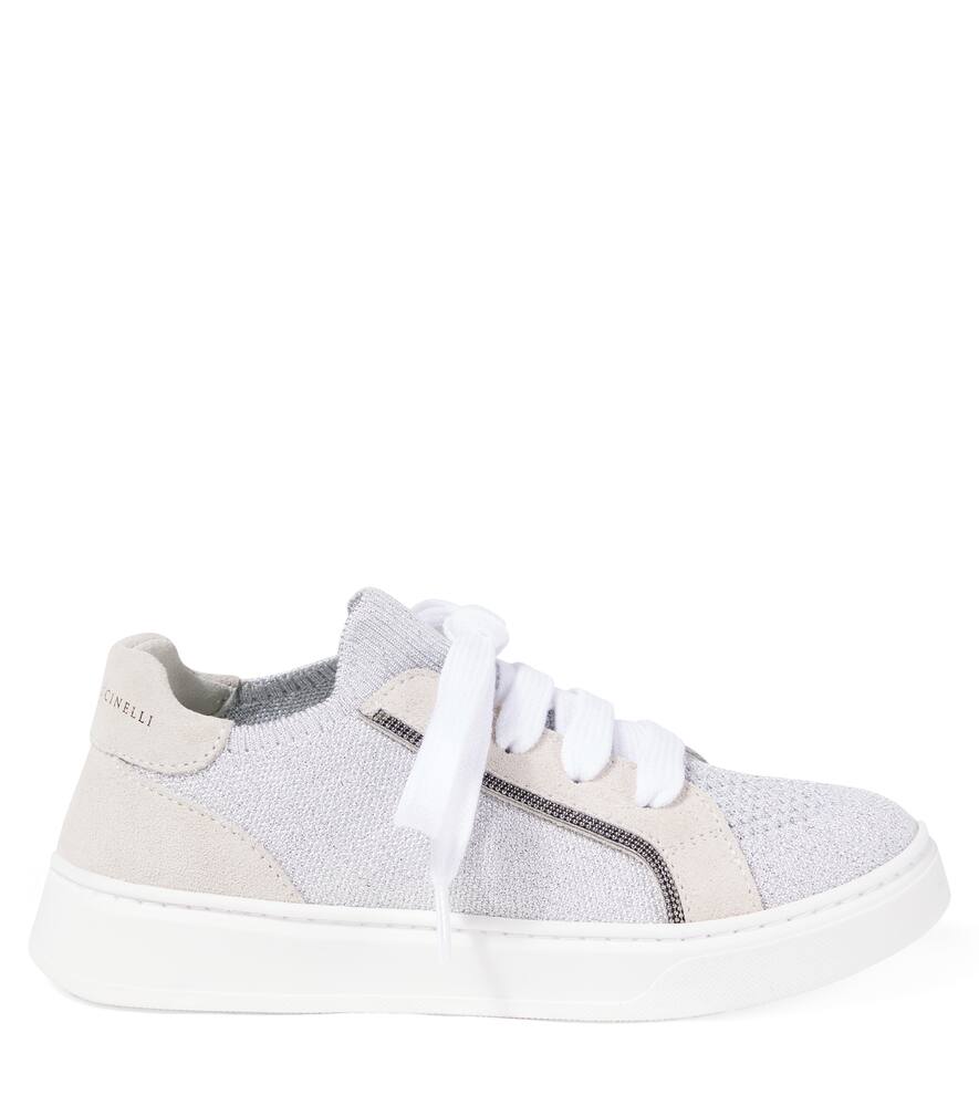 Brunello Cucinelli Suede-panelled Sneakers In Gray