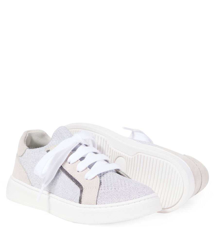 Brunello Cucinelli Suede-panelled Sneakers In Gray