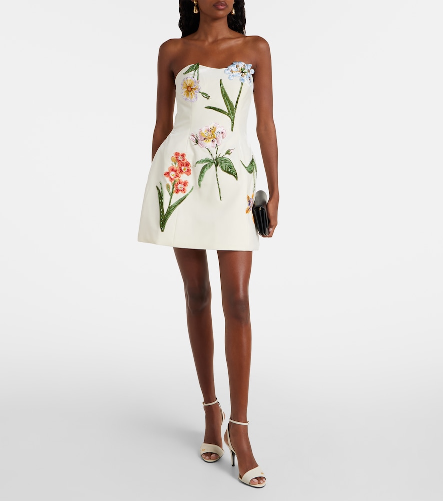 Leo Lin Rosario embroidered velvet minidress